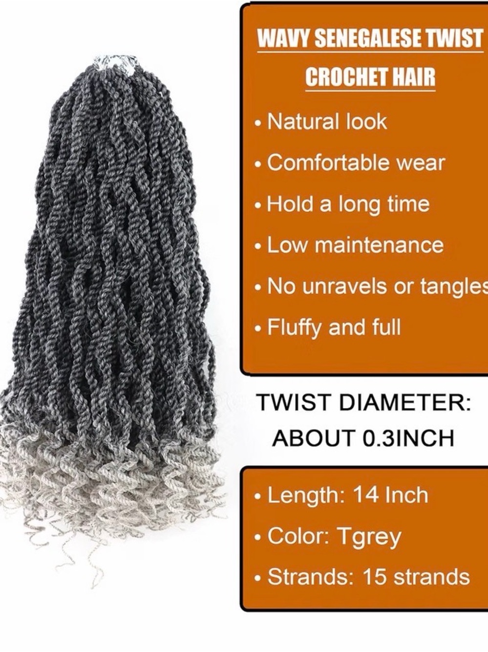 Two-Tone Gray Ombre Senegalese Twist Extensions - Gray to Silver
